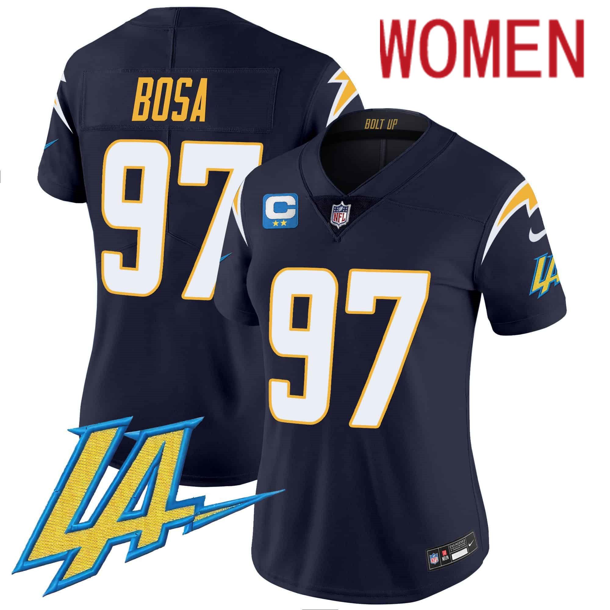 Women Los Angeles Chargers #97 Bosa Drak Blue 2024 Nike Vapor Limited NFL Jersey